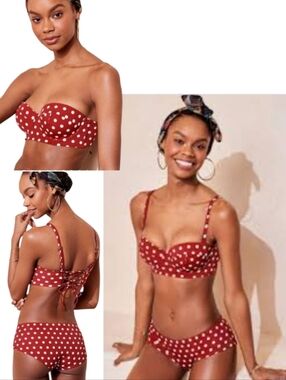 Adore Me Retro Polka Dot 2-PC Bikini Convertible Balconette 34B Hipster S